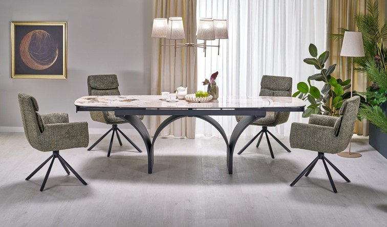 Stół ALTER Beżowy Marmur/Czarny