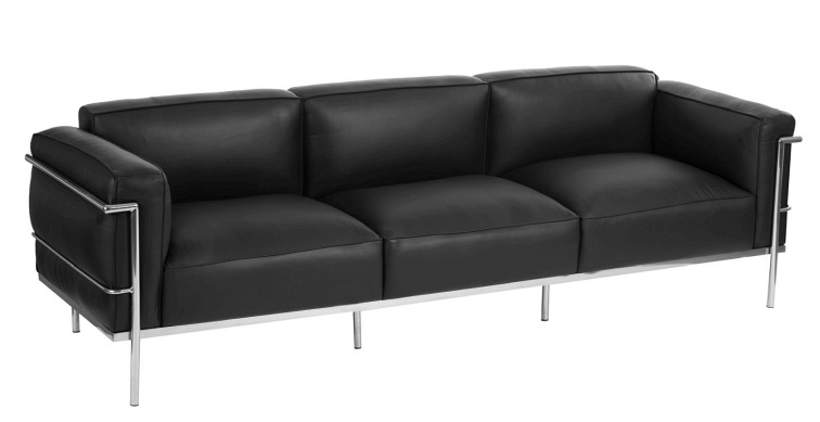 Sofa 3-osobowa SOFT GC czarna skóra