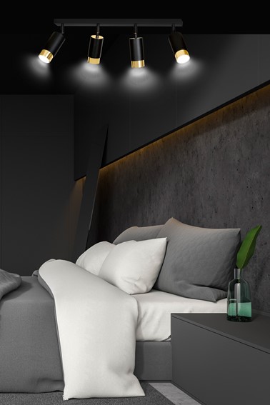 Lampa Sufitowa HIRO 4 Czarny/Złoty
