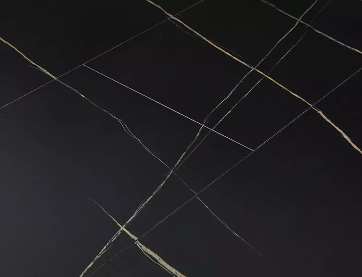 Stół Rozkładany GASTON Fi100cm Czarny Efekt Marmuru/Czarny