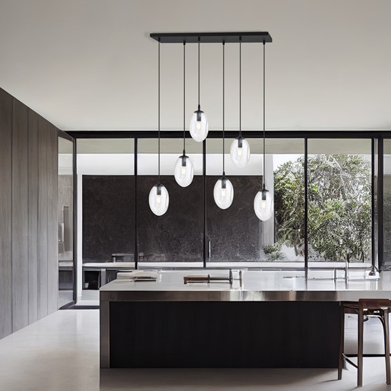 Lampa Wisząca ASTRAL 6 Czarny/Transparentny