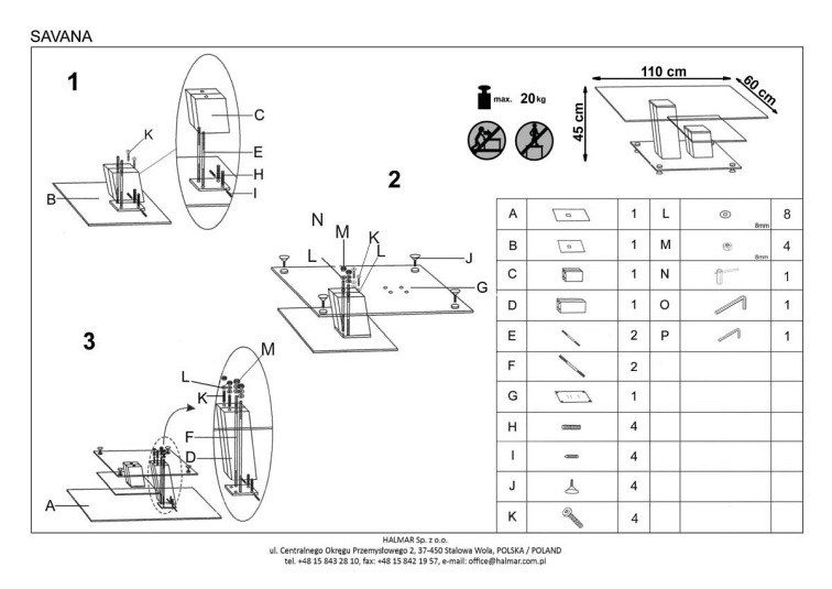 SAVANA ława biało-czarny