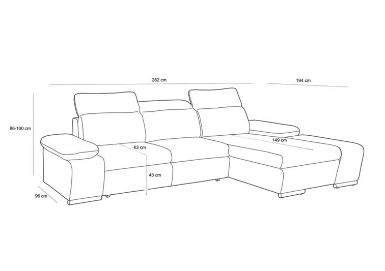 Narożnik CONTINENTAL Grafit z Funkcją Spania I Grupa Tkanin