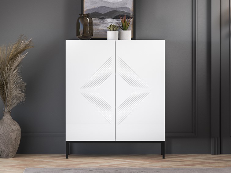 Komoda CLEARING 01 Biały Alpejski / Podstawa Czarny 2D