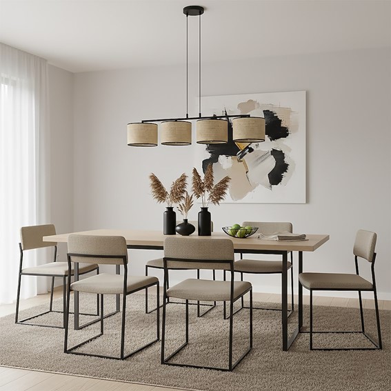 Lampa Wisząca ECO 4 Czarny/Rattan