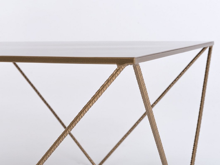 Stolik Kawowy DARYL METAL 80 Złoty/Biały