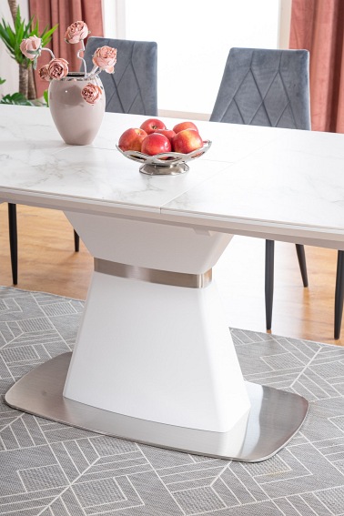 Stół SATURN II CERAMIC (210-160)x90 Biały Efekt Marmuru