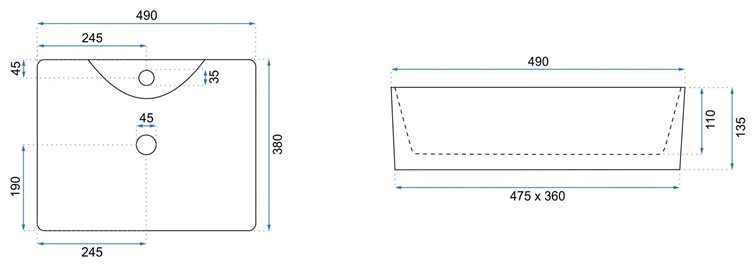 Umywalka Nablatowa KELLY Biały