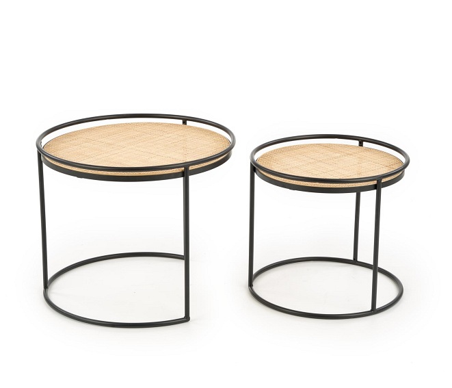 Zestaw 2 Ław Manado 51x42, 41x37 Czarny/Naturalny