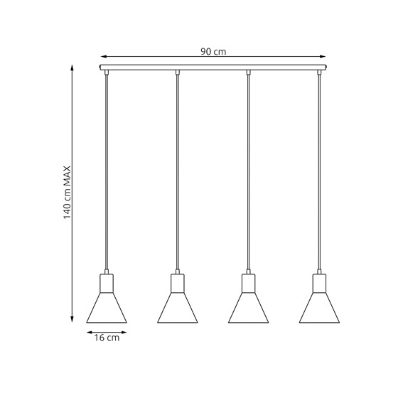 Lampa Wisząca ROSA 4 Czarny