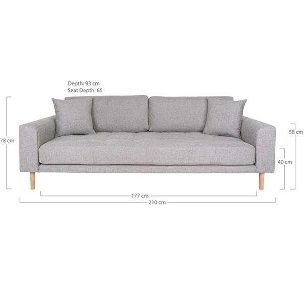 Sofa LIDO Trzyosobowa z Podłokietnikami Szary/Naturalny