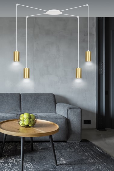 Lampa Wisząca TRAKER 4 Biały/Złoty