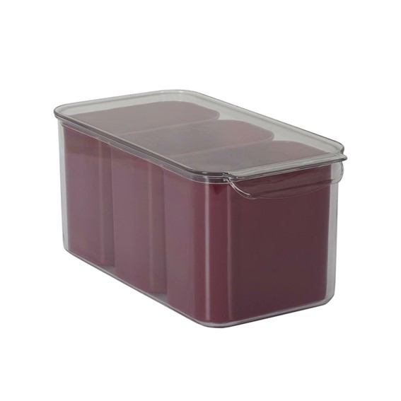 Pojemnik Potrójny do Przechowywania w Lodówce Bordowy