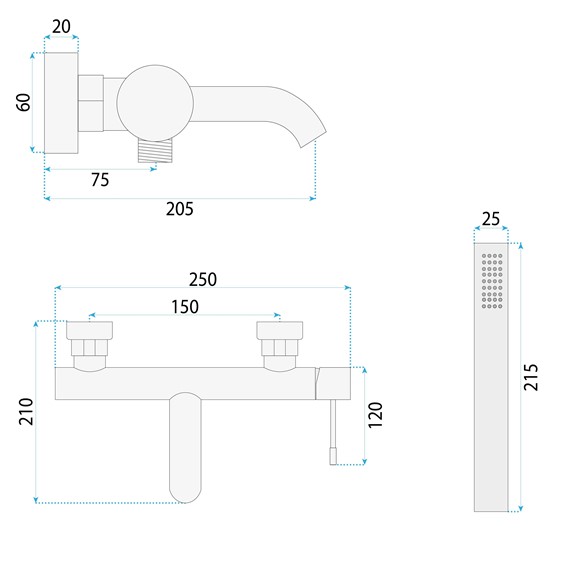 Bateria Wannowa LUNGO Diamond Chrom