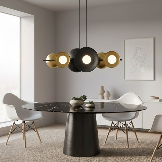 Lampa Wisząca VOLUM 6 Czarny/Złoty