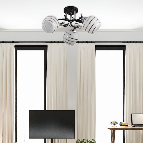 Żyrandol MILTON 3 Czarny/Biały/Srebrny