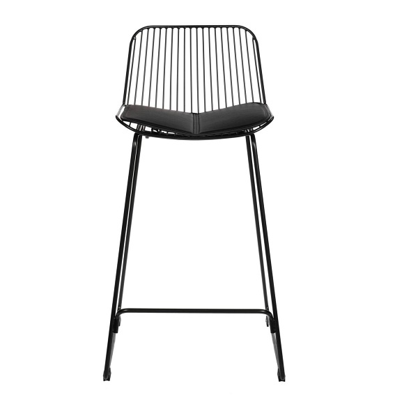 Krzesło Barowe DILL Low Czarne Z Czarną Poduszką