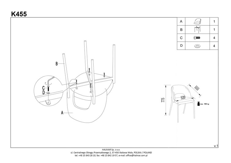 Krzesło K455 Czarny/Popielaty