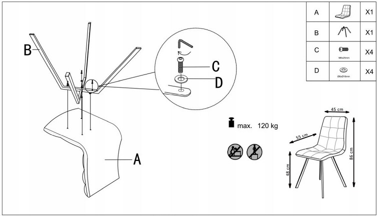 Krzesło K402 Czarny/Beżowy