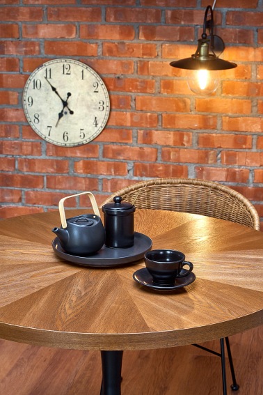 Stół Okrągły CARMELO fi100 Orzech/Czarny