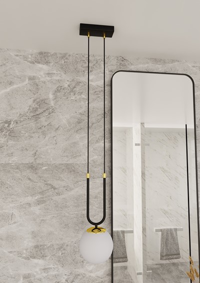 Lampa Wisząca GLAM 1 Czarny/Opal