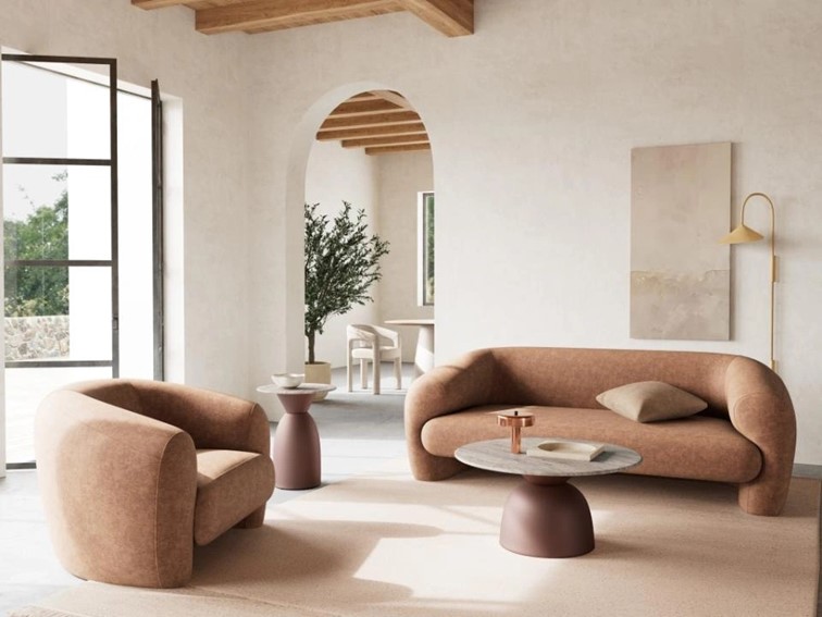 Stolik FERROL fi40 Szary/Brązowy