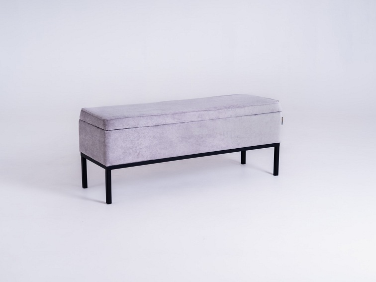 Puf Edi Metal 120x40x50 Szare Niebo/Czarny