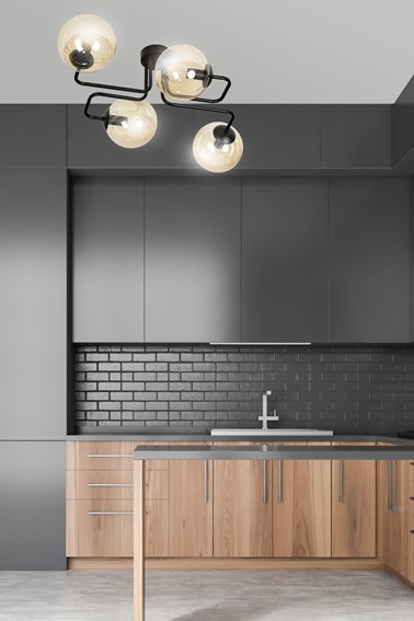 Lampa Sufitowa BRENDI 4 Czarny/Miodowy