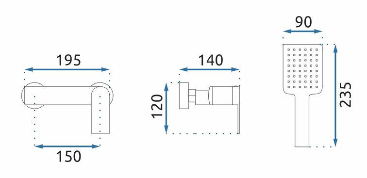 Bateria Prysznicowa STORM Złoty
