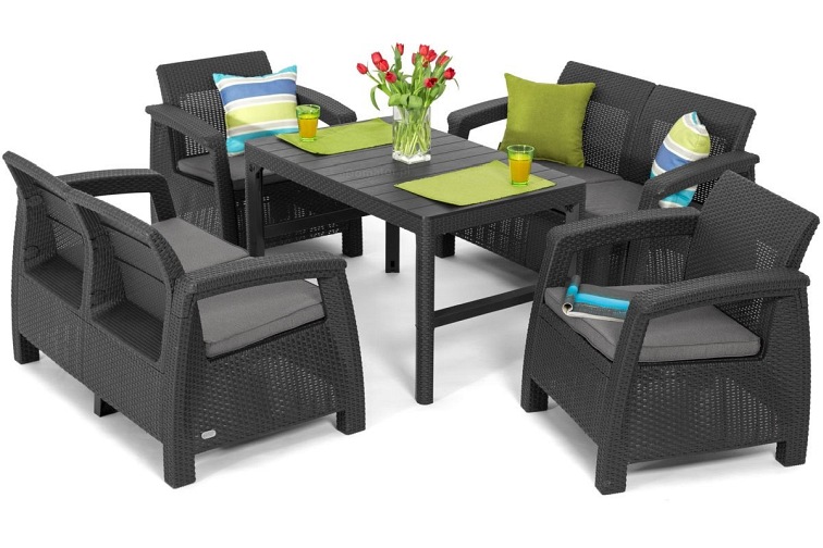 Zestaw Ogrodowy Corfu Fiesta + Lyon 6-Osobowy Grafit