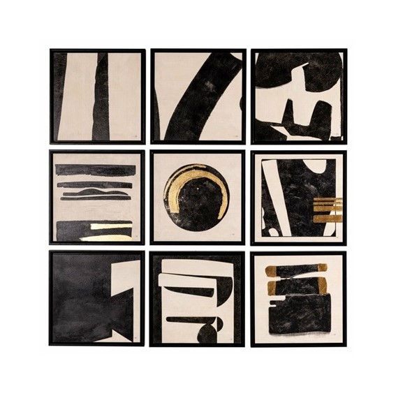 Zestaw 9 Obrazów GABRI 35x35cm Czarny