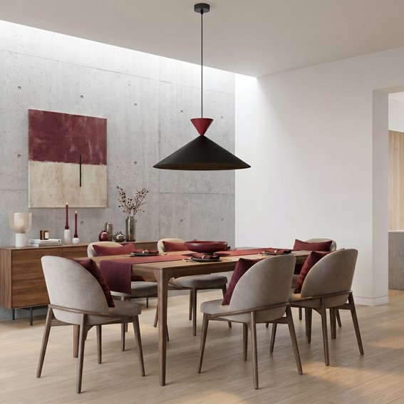 Lampa Wisząca RALF 1L Czarny/Burgundowy