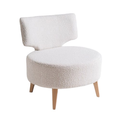 Fotel FLIPPIN BOUCLE Biały/Naturalny