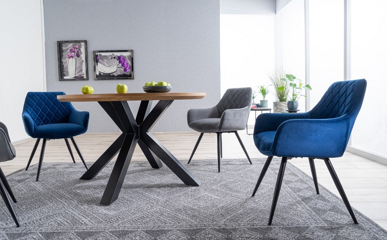 Stół Okrągły RITMO fi120 Dąb/Czarny