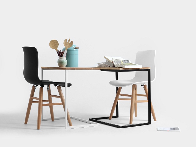 Stolik Lupe Solid Wood 60x40x60 Dąb/Biały