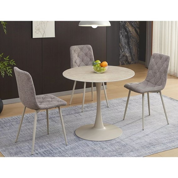 Stół AMADEO Fi90cm Beż Mat/Kaszmir