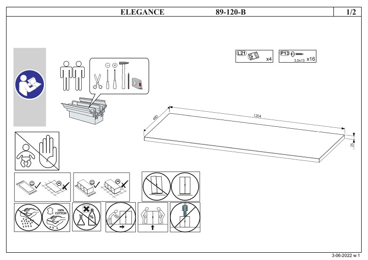 Blat ELEGANCE BLUE 89-120-B 46x120 Wave Blue