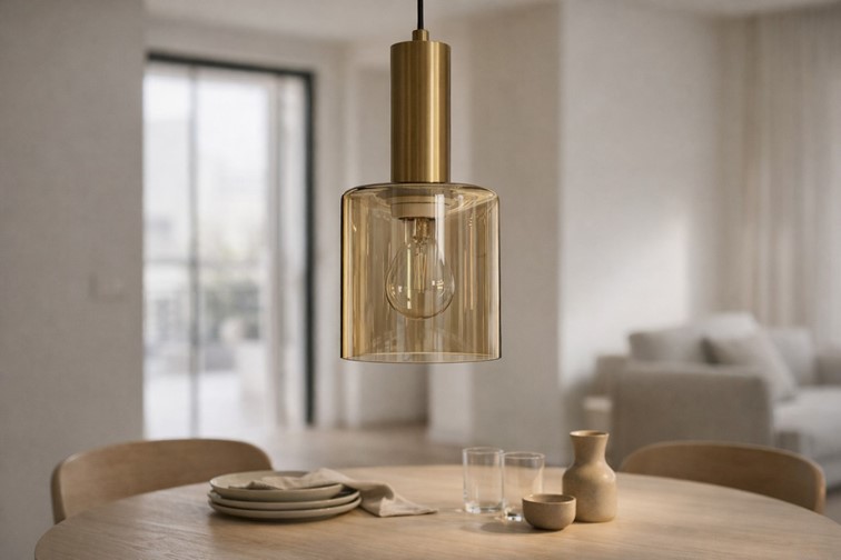 Lampa Wisząca AIGO K-5875 Czarny/Bursztynowy/Złoty