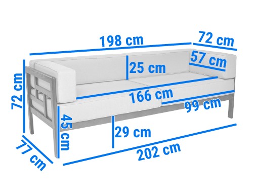 Sofa Ogrodowa EDEN 3 Osobowa Brązowy/Beżowy