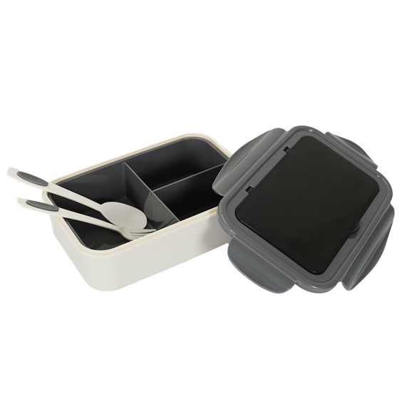 Lunch Box SINGLE ze Sztućcami Szary