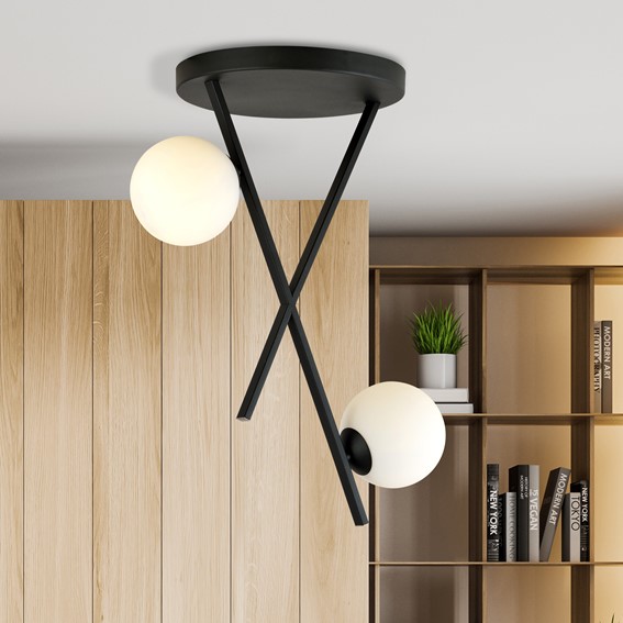 Lampa Sufitowa RIVER 2 Czarny/Opal