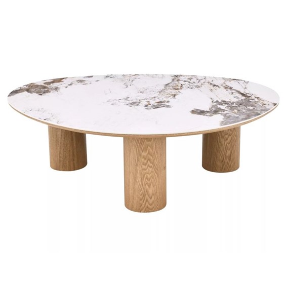 Ława ADELIS 110x80cm Biały Połysk/Dąb