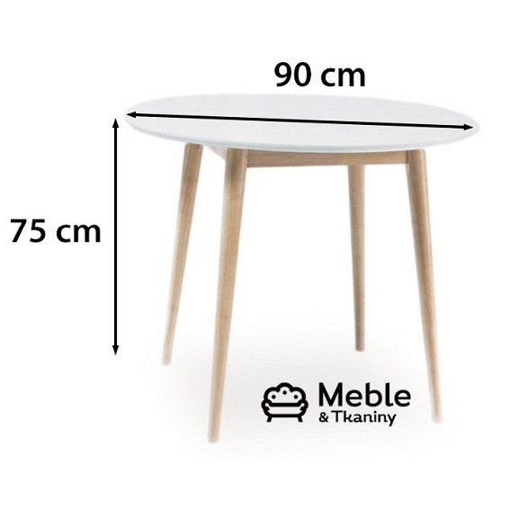Stół Okrągły LARSON fi90 Dąb Bielony/Biały