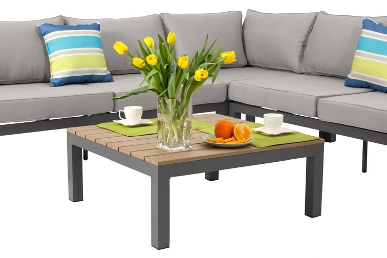 Narożnik Ogrodowy BALI 5-Osobowy ze Stolikiem Szary