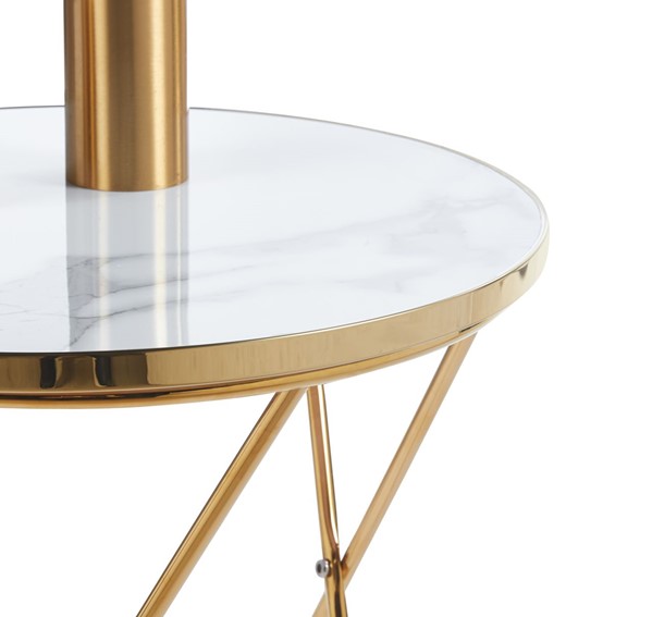 Ława L11-FX (G) fi50 Biały Marmur/Złoty