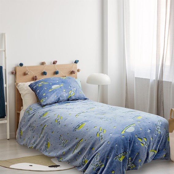 Komplet Pościeli Dziecięcej Fluorescencyjnej 140x200 Niebieski