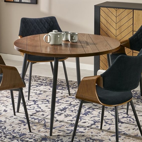 Stół Okrągły BARRY fi105 Orzechowy/Czarny