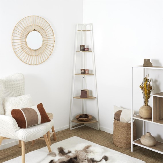 Regał CORNER Narożny z 5 Półkami Biały