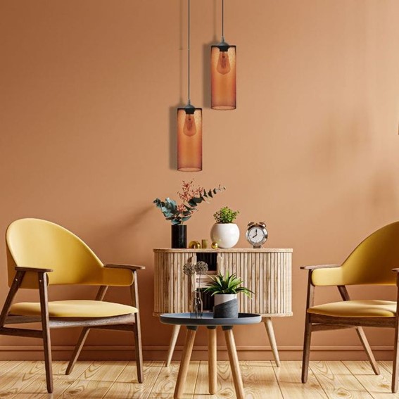 Lampa Wisząca OZISA 1L Czarny/Brązowy