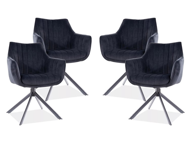 Zestaw 4x Krzesło AZALIA Velvet Czarny/Czarny Bluvel 19